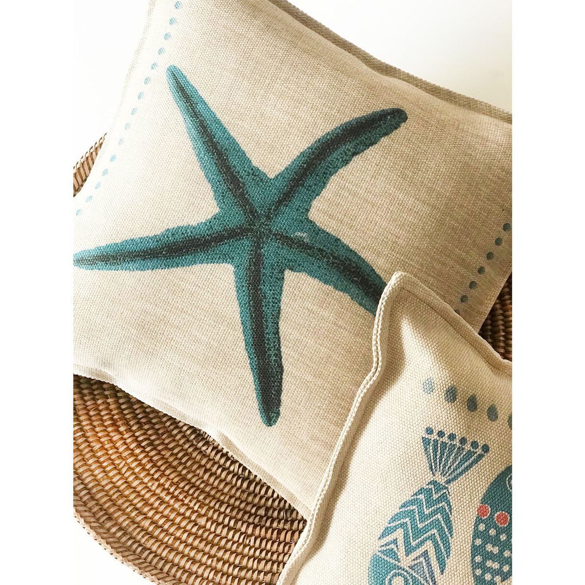 TUYO PRINT - Cojín Marino Estrella Turquesa  - 45x45