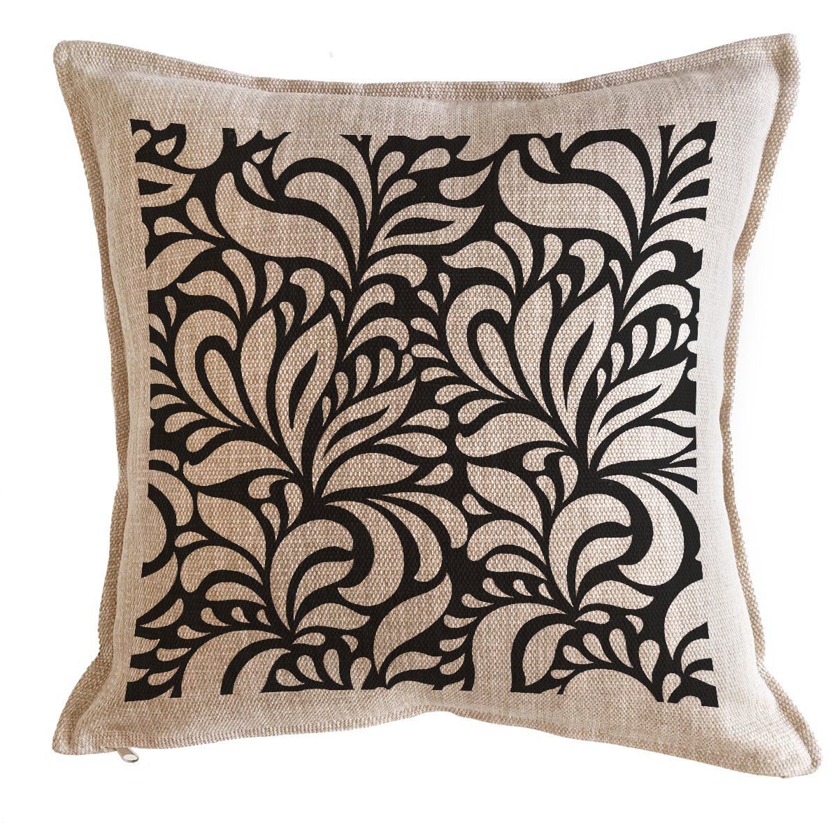 TUYO PRINT - Cojín Trama Flores Negro 45x45