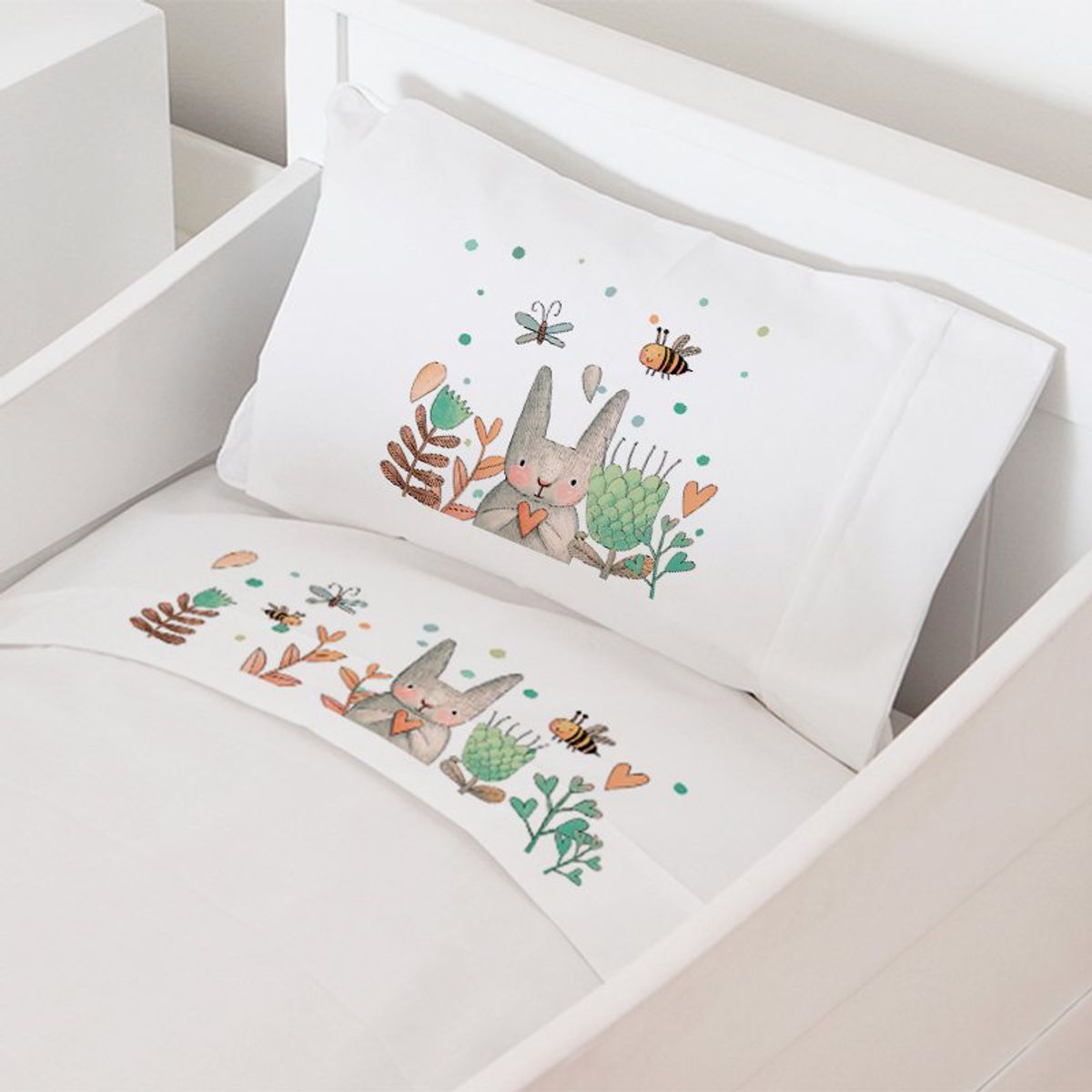 TUYO PRINT - Juego de Sábanas Cuna Conejito