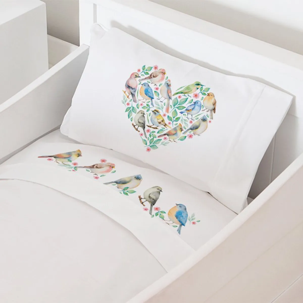 TUYO PRINT - Juego de Sábanas Cuna Pajaritos