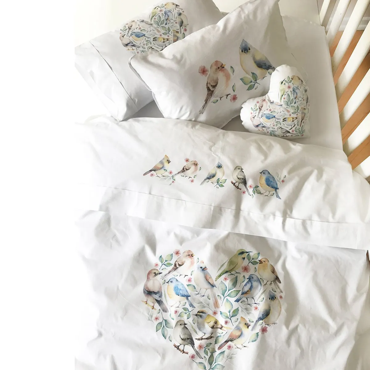 TUYO PRINT - Juego de Sábanas Cuna Pajaritos