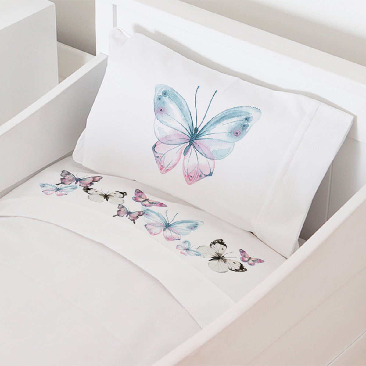 TUYO PRINT - Juego de Sábanas Cuna Mariposa