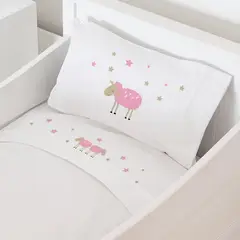 TUYO PRINT - Juego de Sábanas Cuna Ovejita Rosada