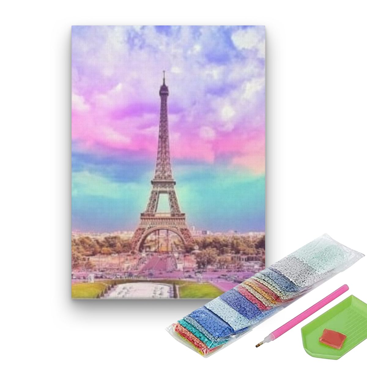 GENERICO - Pintura con diamantes 40x50cm en bastidor La Torre - Diamond painting