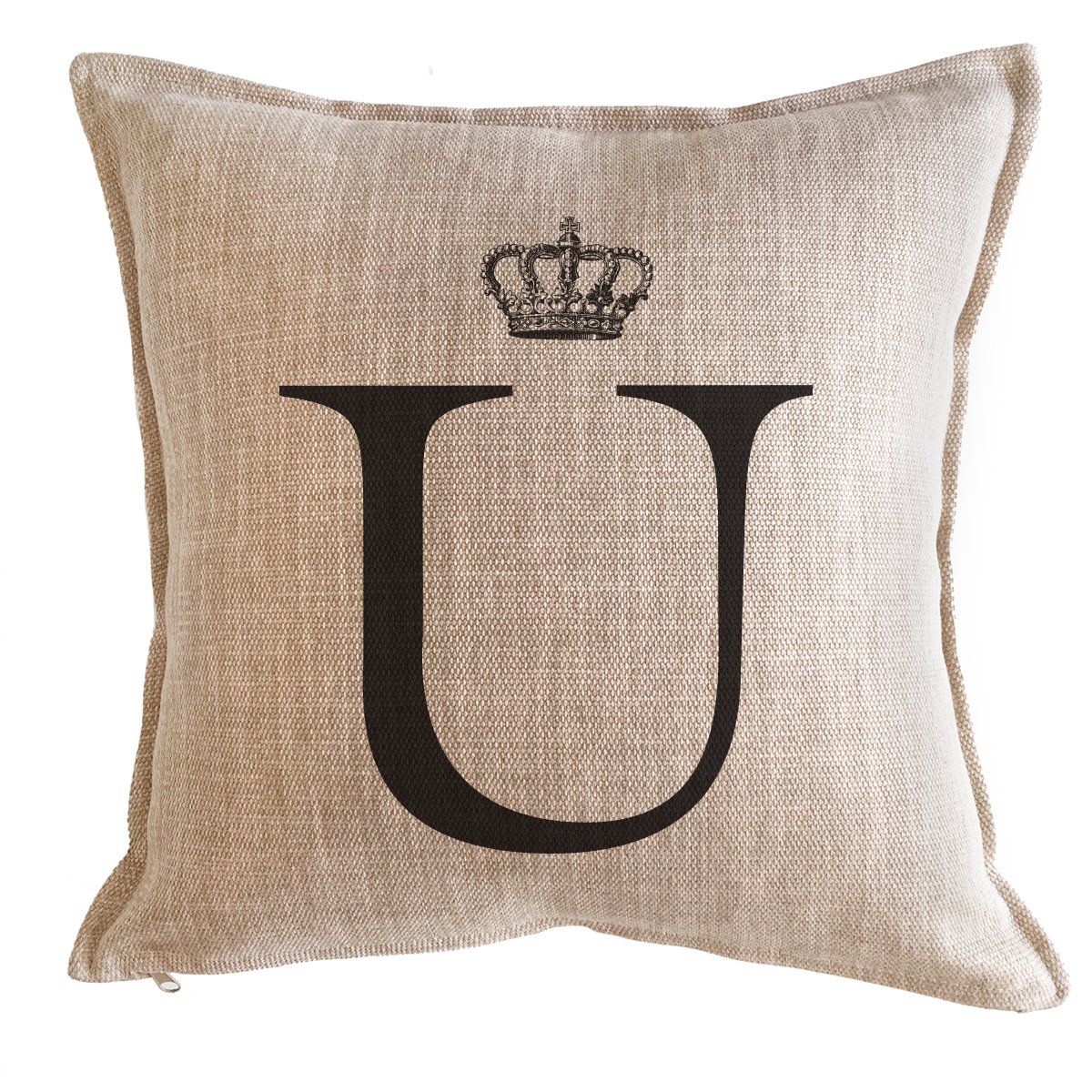 TUYO PRINT - Cojín letras corona arena U - 45x45