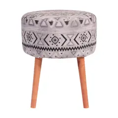 GENERICO - Pouf Bird Cayec Blanco Negro Estampado 35x35x45 cm Máxima Design