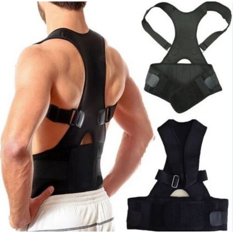 GENERICO - Corrector  de  postura espalda unisex con imanes S/M Color negro