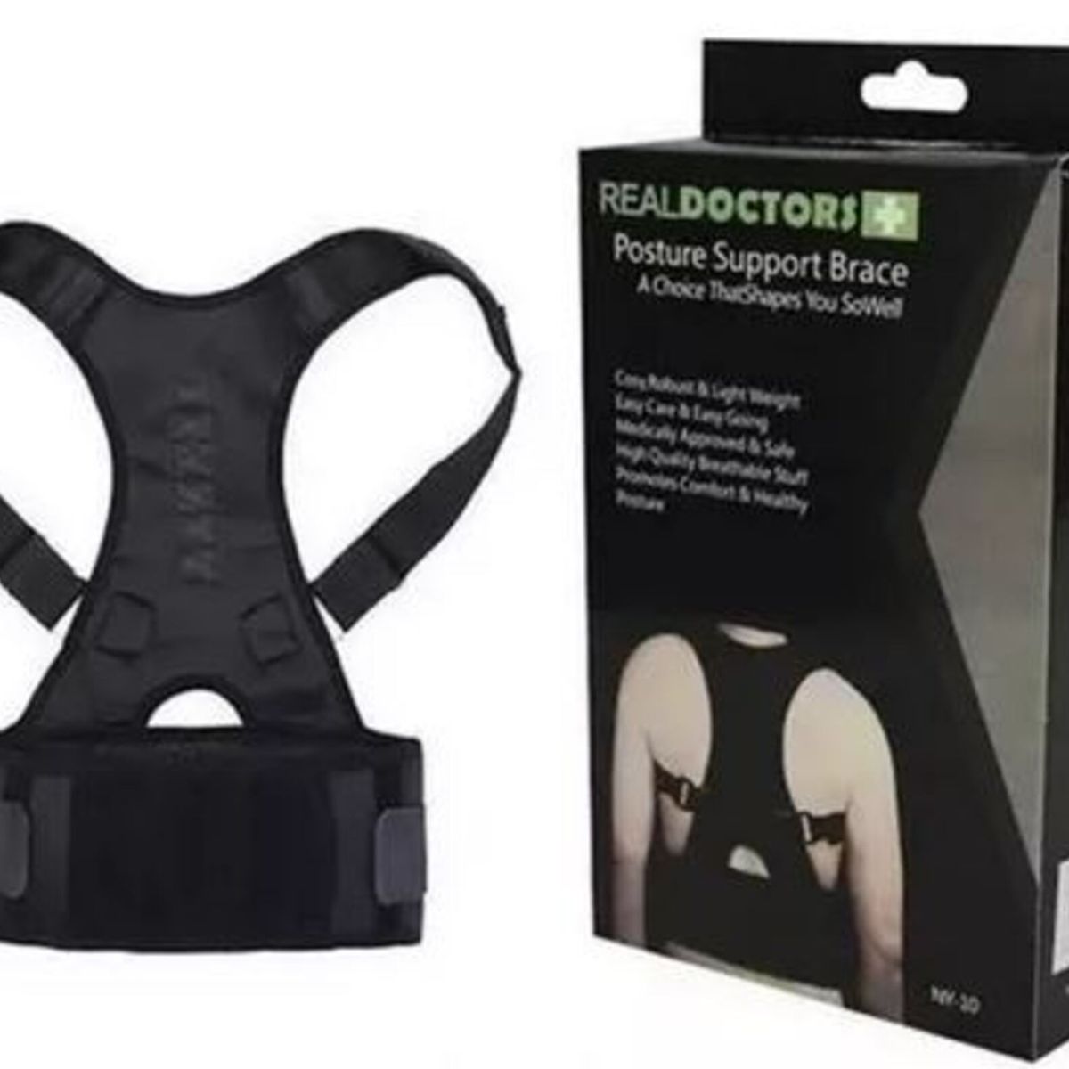 GENERICO - Corrector  de  postura espalda unisex con imanes S/M Color negro