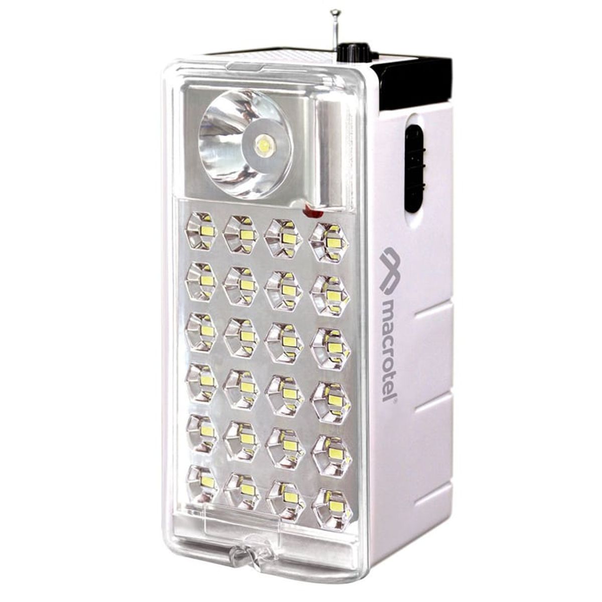 MACROTEL - Foco led recargable luz emergencia con radio FM