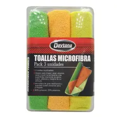 DAYTONA - Paños microfibra limpieza 3 unidades 40 x 40 cms