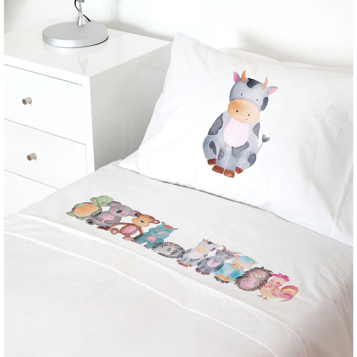 TUYO PRINT - Juego de Sábanas Transición Animales Acuarela