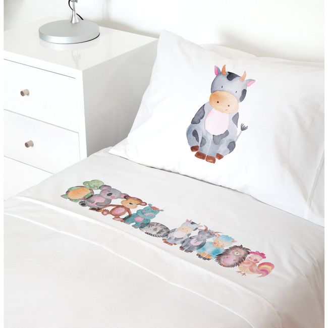 TUYO PRINT - Juego de Sábanas Transición Animales Acuarela