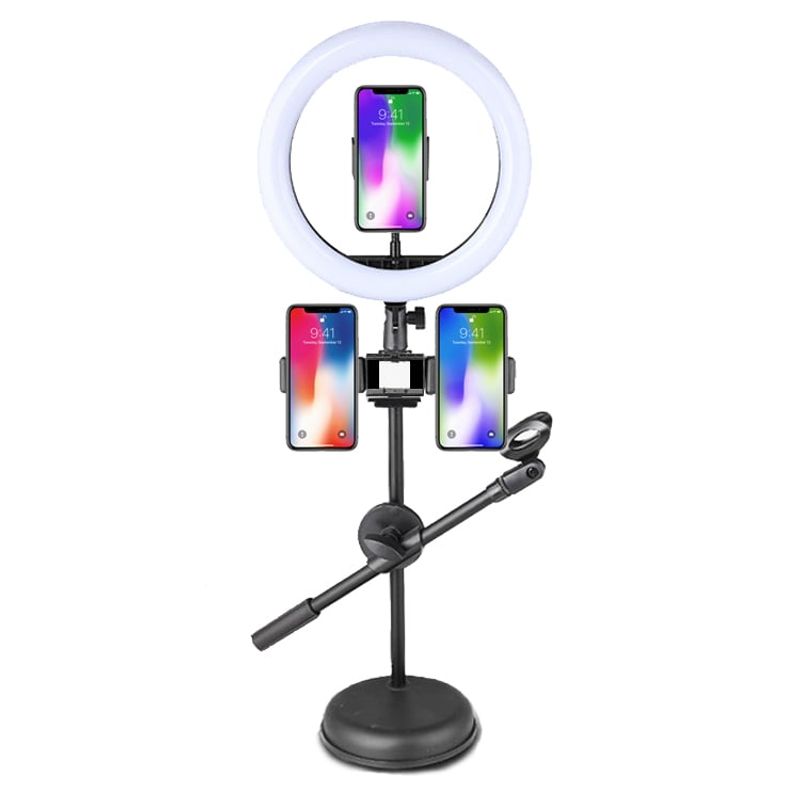 NEWO - Aro de Luz escritorio con soporte micrófono y celular