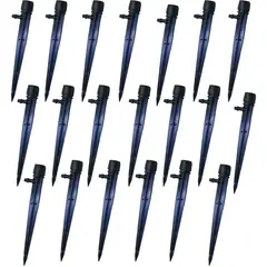 GENERICO - 20 Goteros con Estaca Ajustable 0-60 L/H Negro.