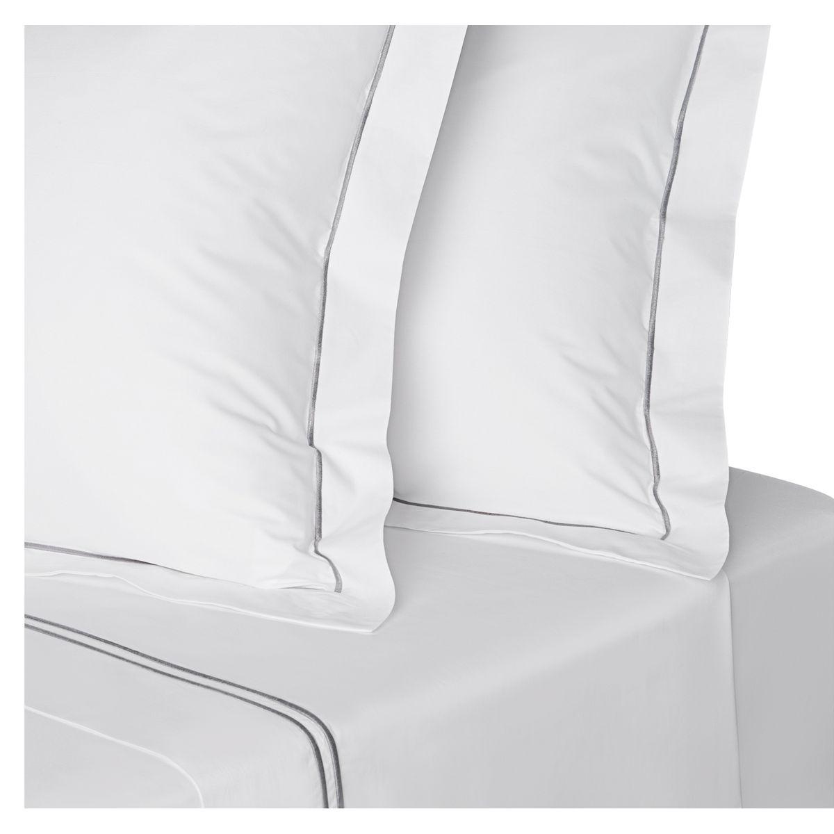 HOHOS CASA - Juego sábanas King Premium 300 hilos 100% alg, doble festón gris