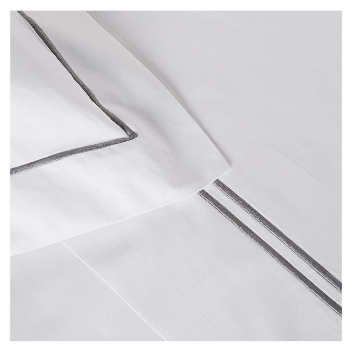 HOHOS CASA - Juego sábanas King Premium 300 hilos 100% alg, doble festón gris