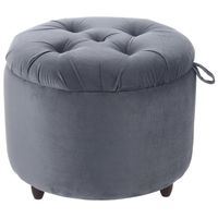 Pouf Baúl Zoe Gris Felpa 60x60x50 cm Máxima Design