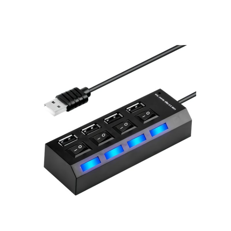 GENERICO - Hub 4 Puertos Multi Usb 2.0 Indicador Luz