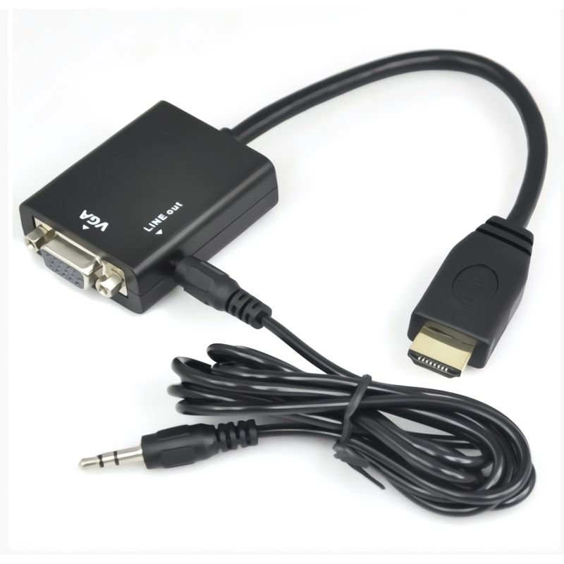 GENERICO - Adaptador HDMI A VGA  25CM Con sonido Alta Calidad