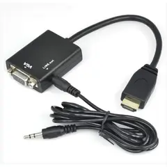 GENERICO - Adaptador HDMI A VGA 25CM Con sonido Alta Calidad