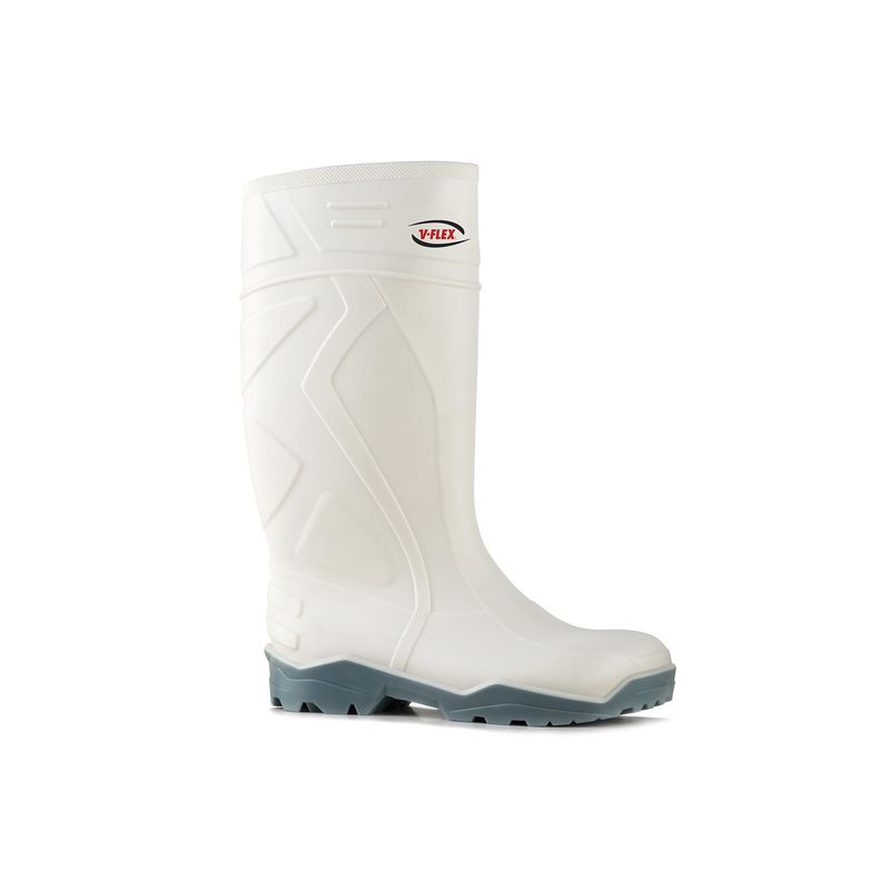 V FLEX - Bota PVC 933 Punta y Plantilla de Acero Blanca Para Lluvia V FLEX