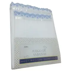 CHALLATIN - Juego De Sabanas De Cuna Broderie Celeste