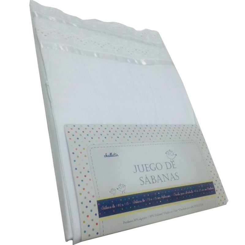CHALLATIN - Juego De Sabanas De Cuna Broderie Blanco