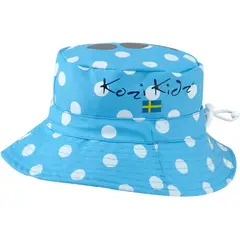 KOZI KIDZ - Sombrero impermeable celeste con lunares blancos