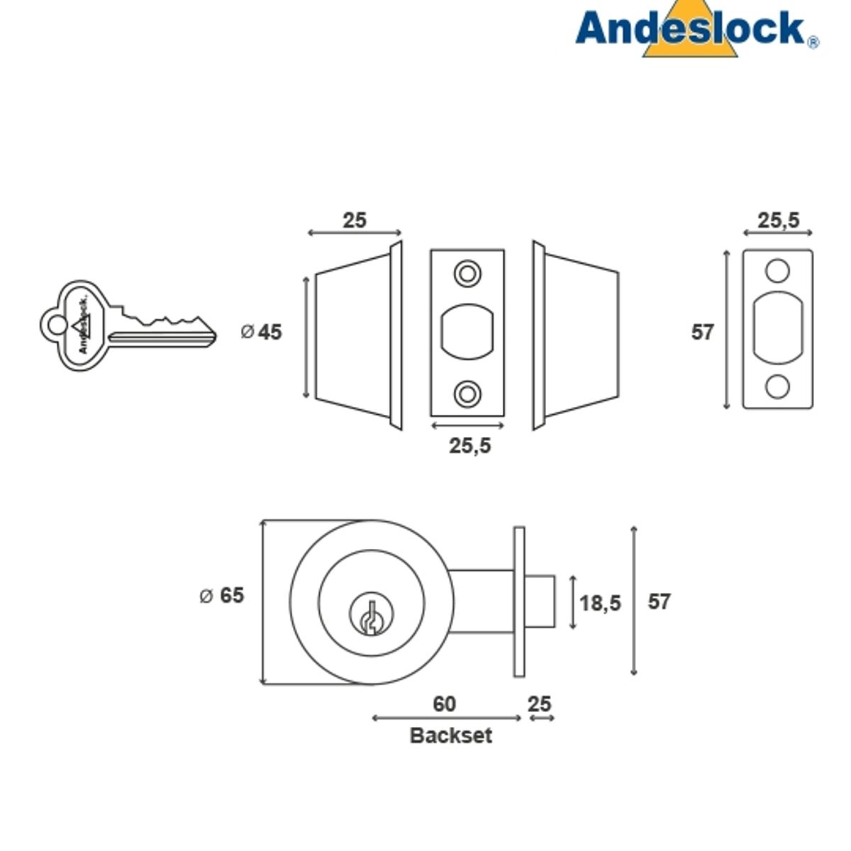 ANDESLOCK - Cerrojo De Seguridad Ax70-be Andeslock.