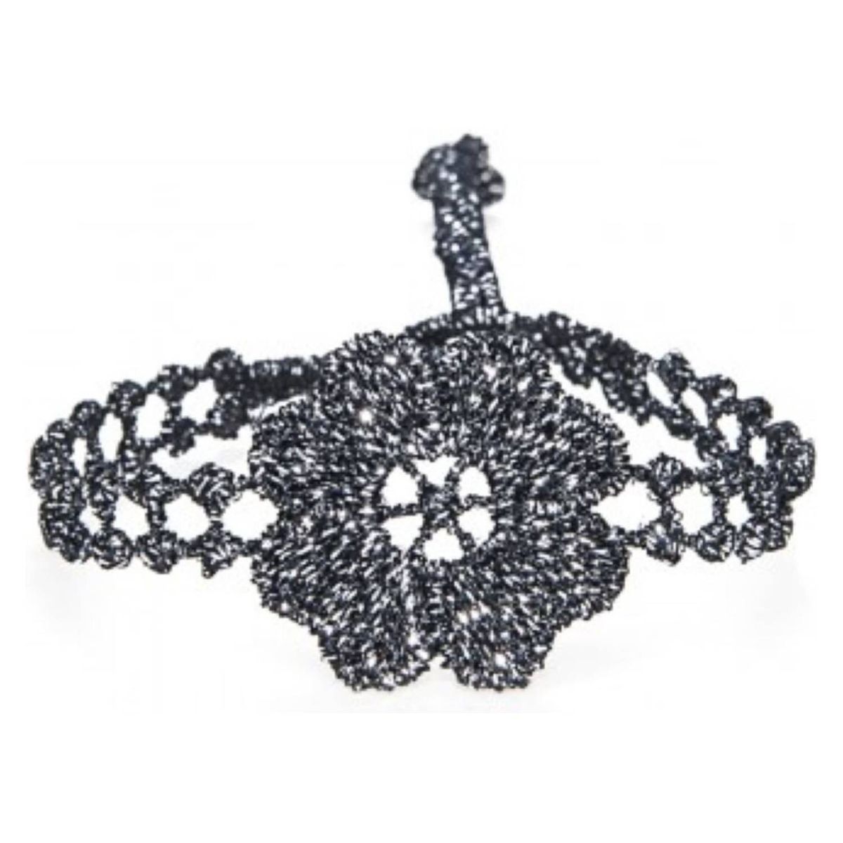 MISSIU - Pulsera Fleur color Negro Metalizado