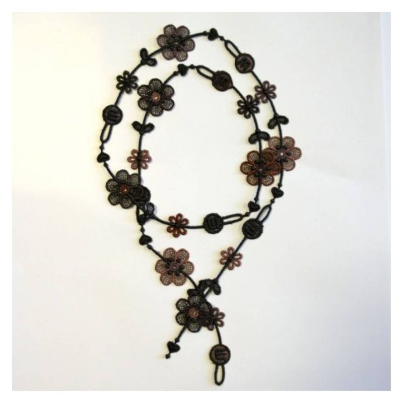 MISSIU - Collar Flower Power colores Marron y Negro