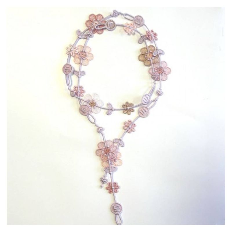 MISSIU - Collar Flower Power colores Parme y Rosa