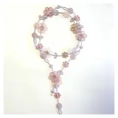 MISSIU - Collar Flower Power colores Parme y Rosa