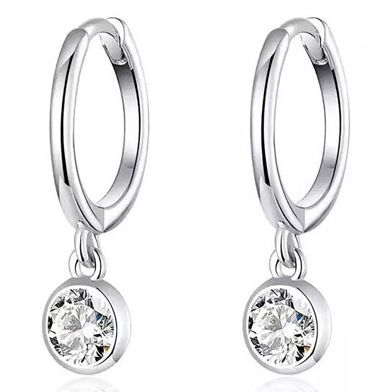 LA GARZA - Aros Mujer Plata Argolla Circon Gemma