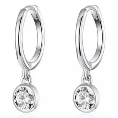 LA GARZA - Aros Mujer Plata Argolla Circon Gemma