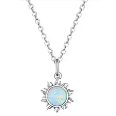 LA GARZA - Collar Mujer Plata Opalo Blanco