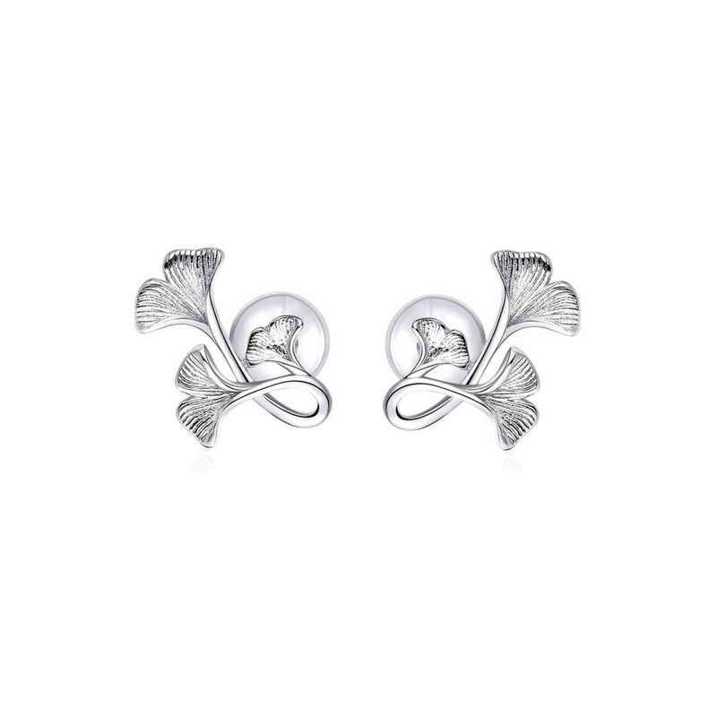 LA GARZA - Aros Mujer Plata Ginkgo Biloba