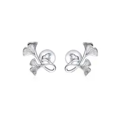 LA GARZA - Aros Mujer Plata Ginkgo Biloba