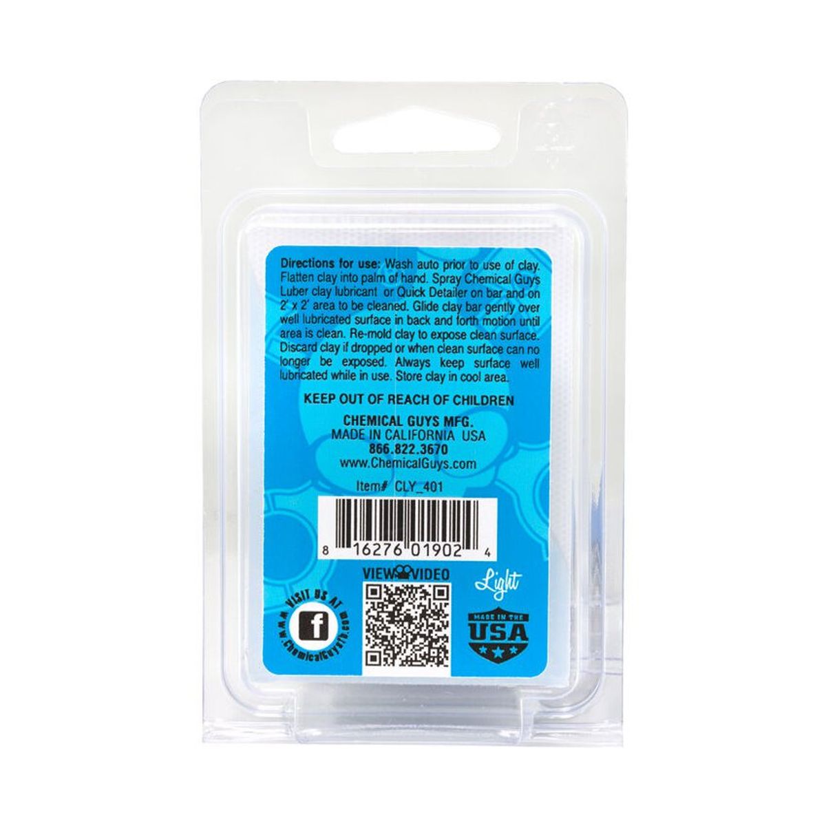 CHEMICAL GUYS - Arcilla descontaminante Chemical Guys Clay Bar Light azul