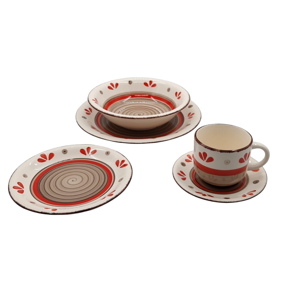 HALLEN - Juego De Loza Set 30 Pzas Vajillas Tazas Bowl