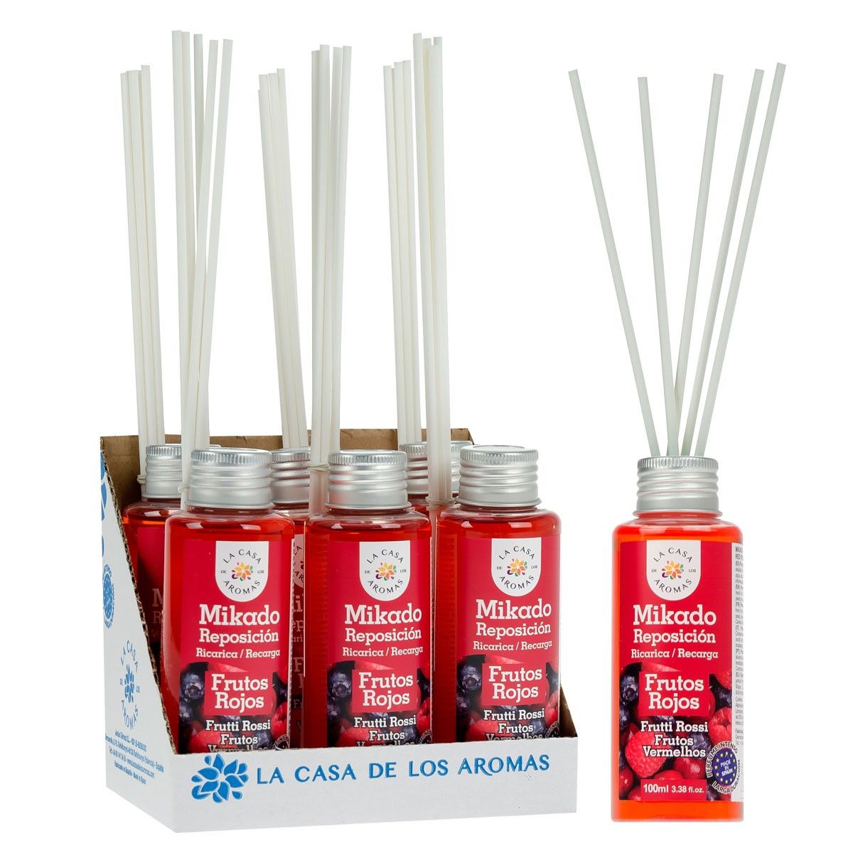 GENERICO - Pack 6 Ambientador Mikado Frutos Rojos 100ml - La Casa de los Aromas