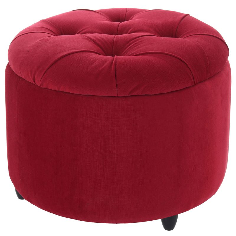 GENERICO - Pouf Baúl Zoe Rojo Felpa 60x60x50 cm Máxima Design
