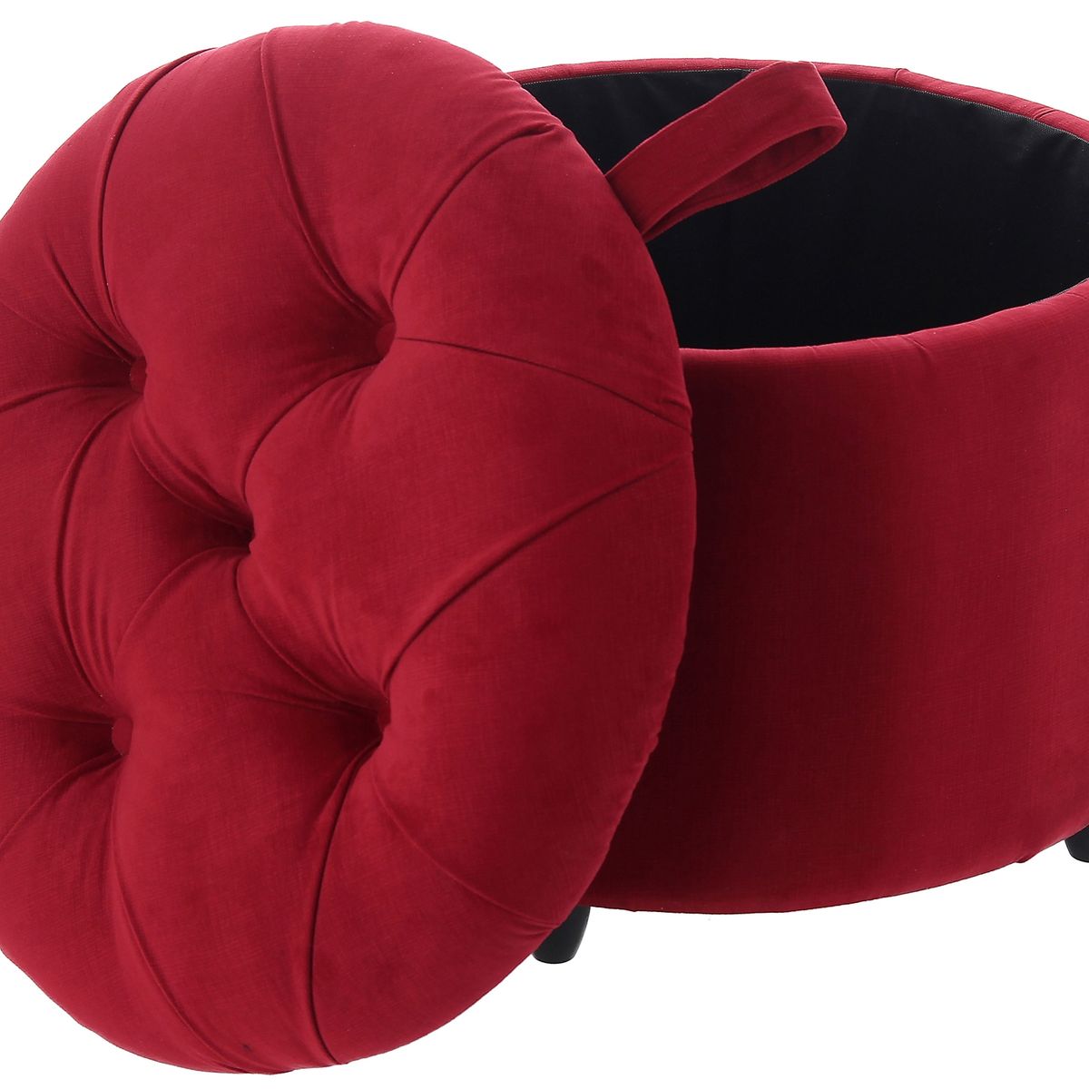 GENERICO - Pouf Baúl Zoe Rojo Felpa 60x60x50 cm Máxima Design