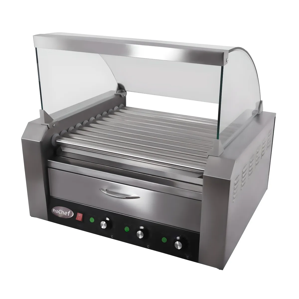 PROCHEF - Roller Hot Dogs 11 Rodillos con Mantenedor de Pan