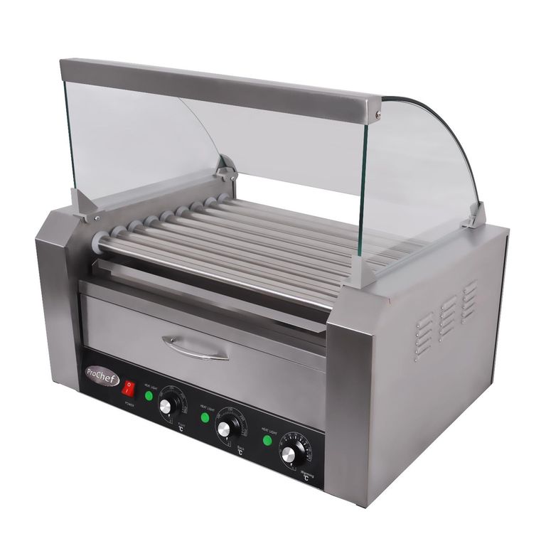 PROCHEF Roller Hot Dogs 9 Rodillos con Mantenedor de Pan