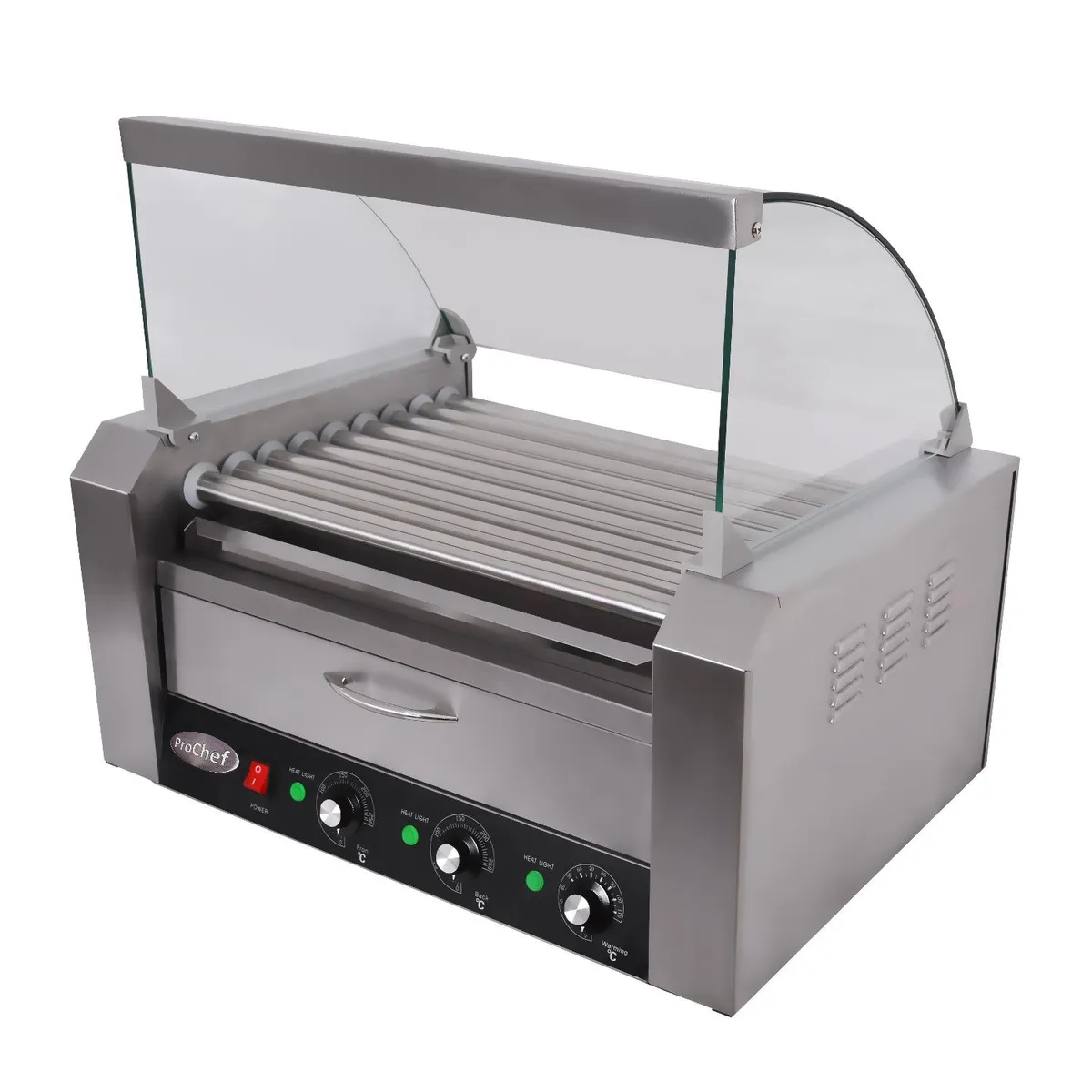 PROCHEF - Roller Hot Dogs 9 Rodillos con Mantenedor de Pan