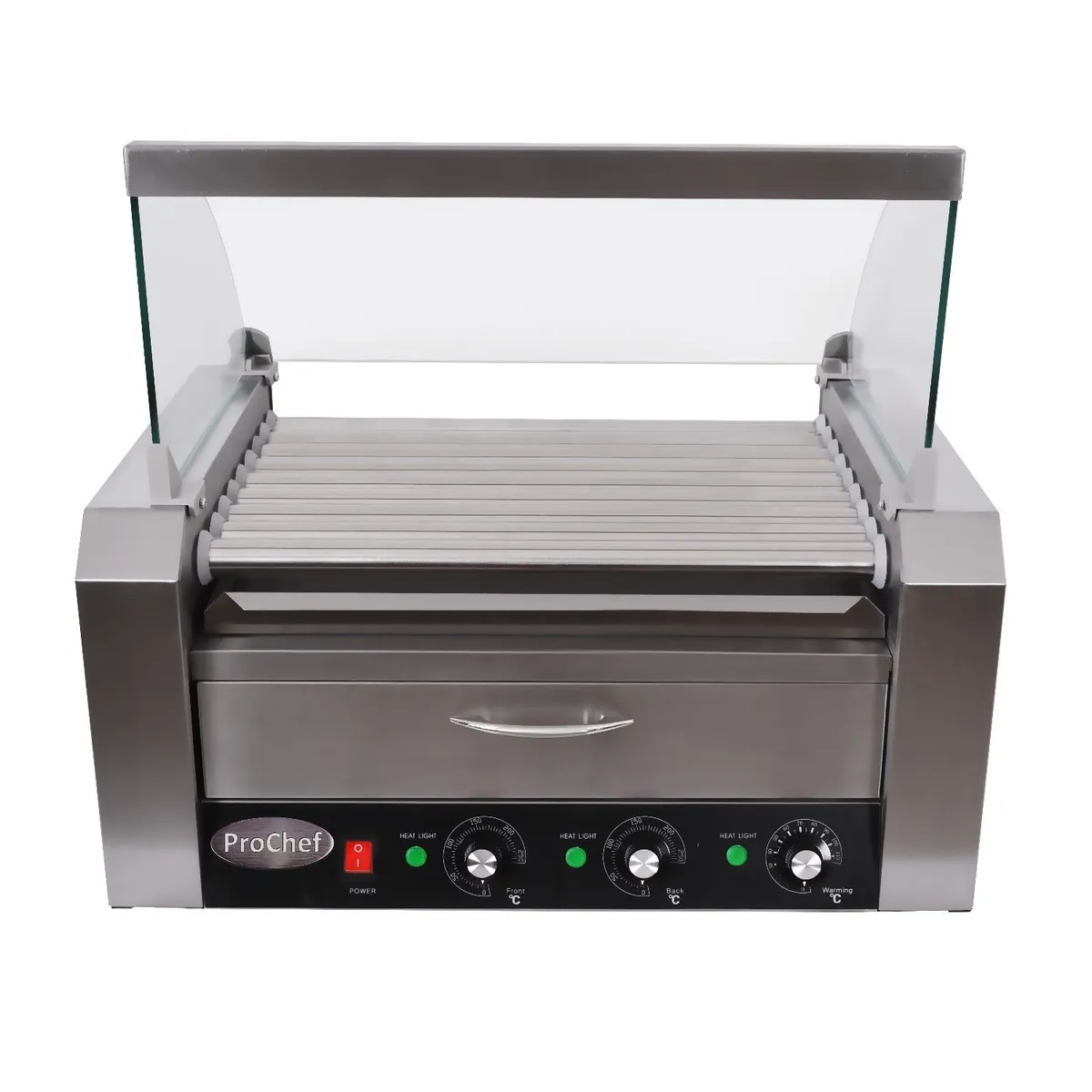 PROCHEF - Roller Hot Dogs 9 Rodillos con Mantenedor de Pan