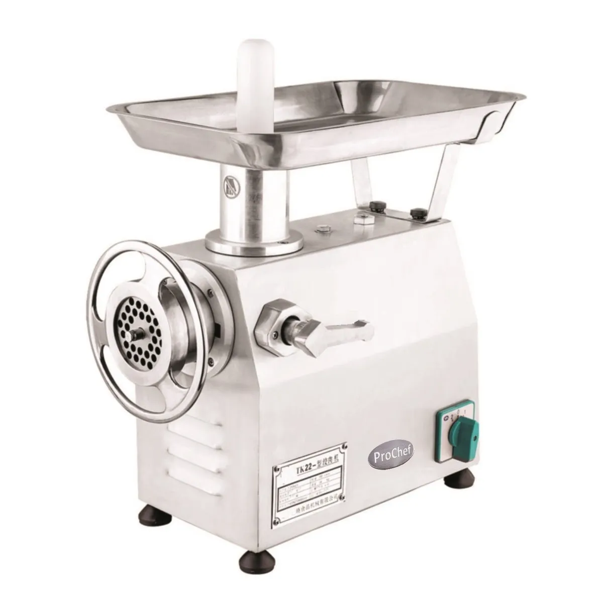 PROCHEF - Moledora de carne industrial ProChef 22 kg. 250 kg/hora