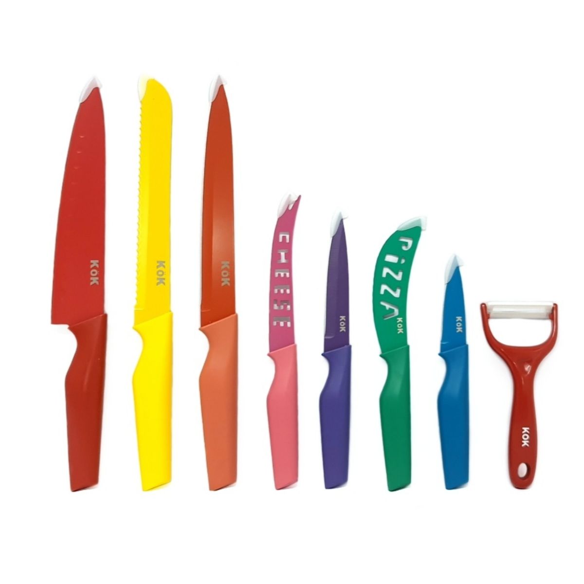 MOGA - Set Cuchillos Cocina Chef 8 Pcs 33Cm Largo Inox