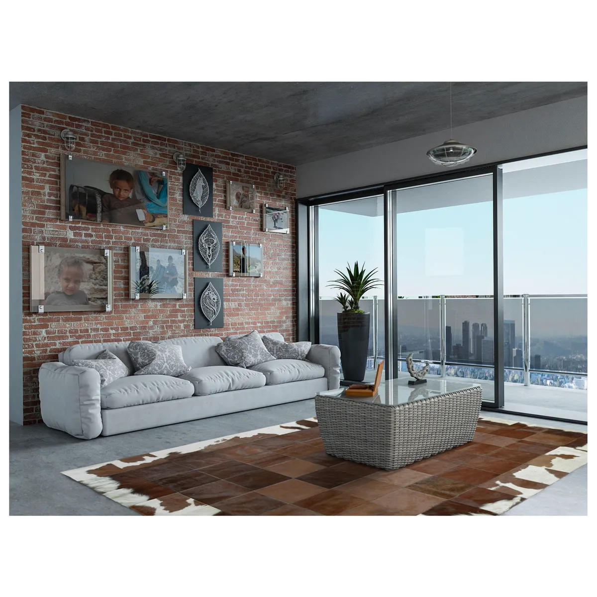 MOO HOGAR - Alfombra Cuero Natural 200 X 280cm Diseño 20 X 20 cm